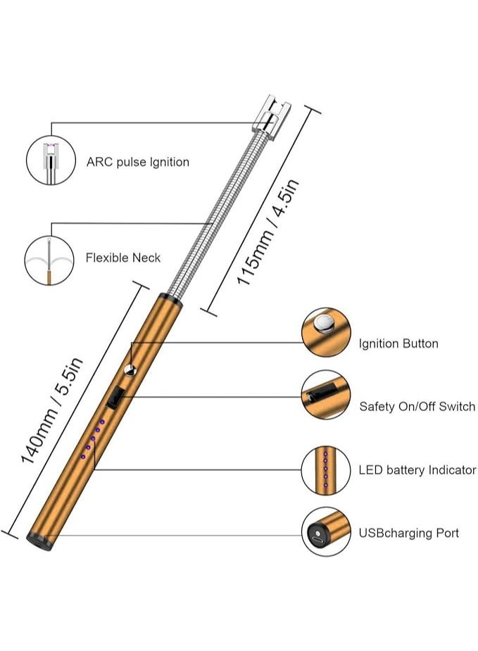 ولاعة كهربائية قابلة للشحن عبر USB Type-C باللون الذهبي - Image 2